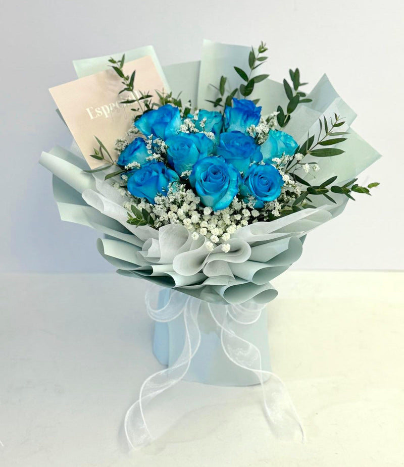 Signature Long Bouquet - Blue Roses
