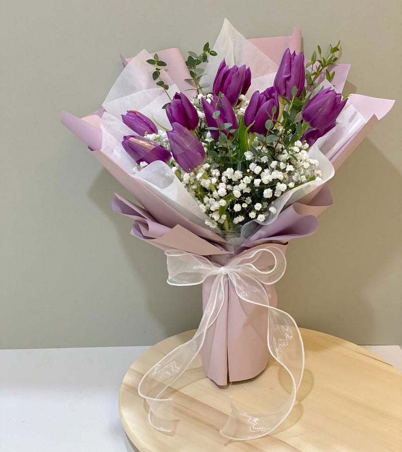 Signature Tulips Bouquet - Dark Purple Tulips
