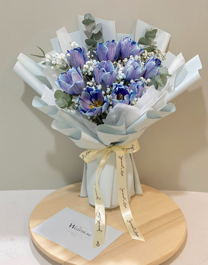 Exquisite Tulips Bouquet - Deep Blue Tulips