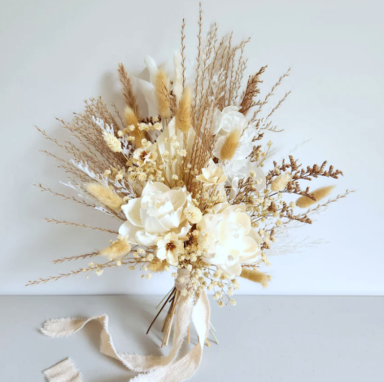 Rustic Boho Bridal Bouquet - Beige