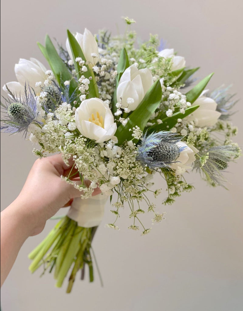 Hand Tied Tulips Bridal Bouquet - Korean Style