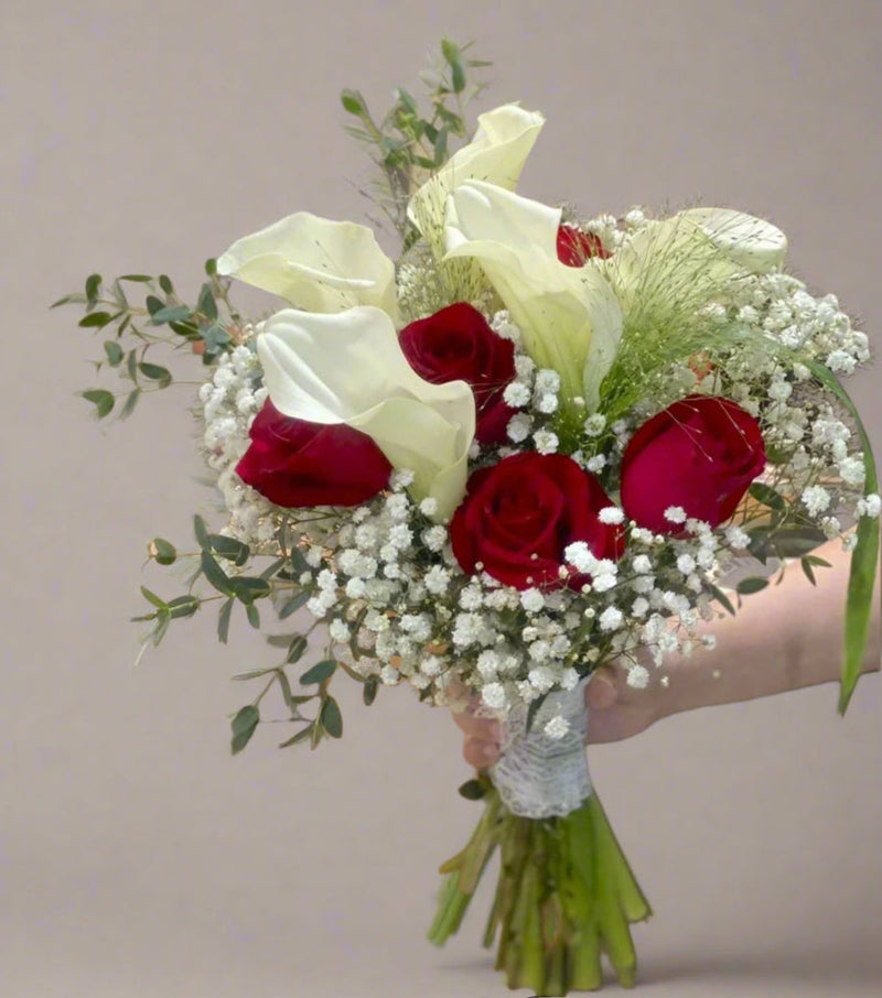 Hand Tied Calla Lilies Bridal Bouquet - Garden Style