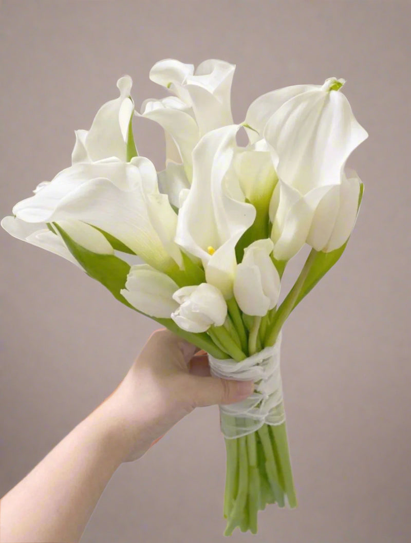 white lily meaning korean Hand Tied Calla Lilies Bridal Bouquet