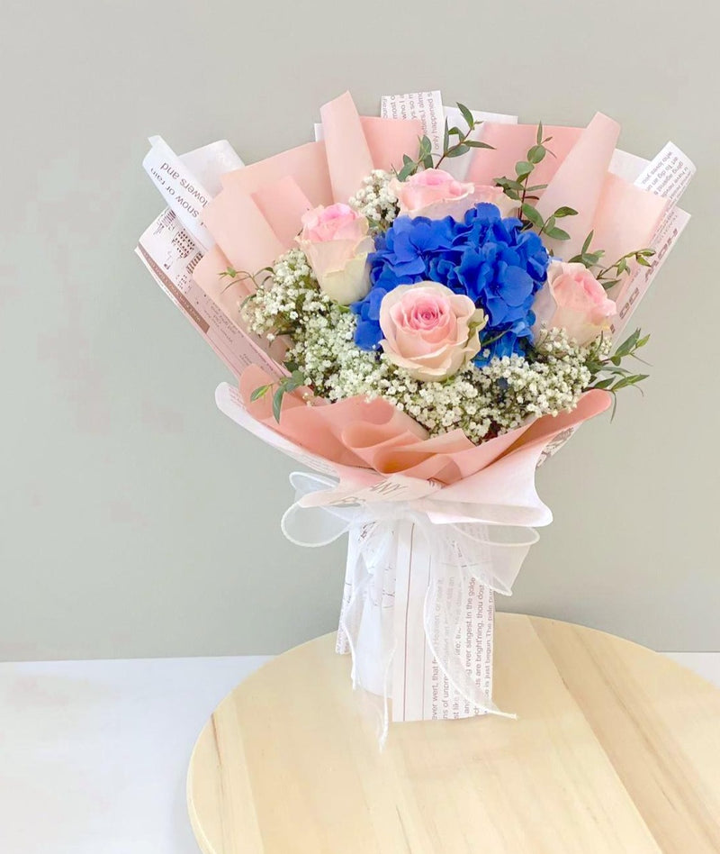 Signature Hydrangea Bouquet - Deep Blue Hydrangea