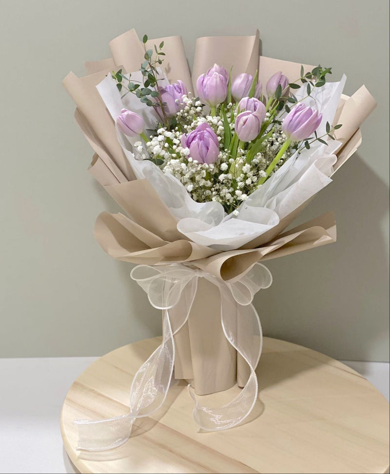 Signature Long Bouquet - Purple Tulips