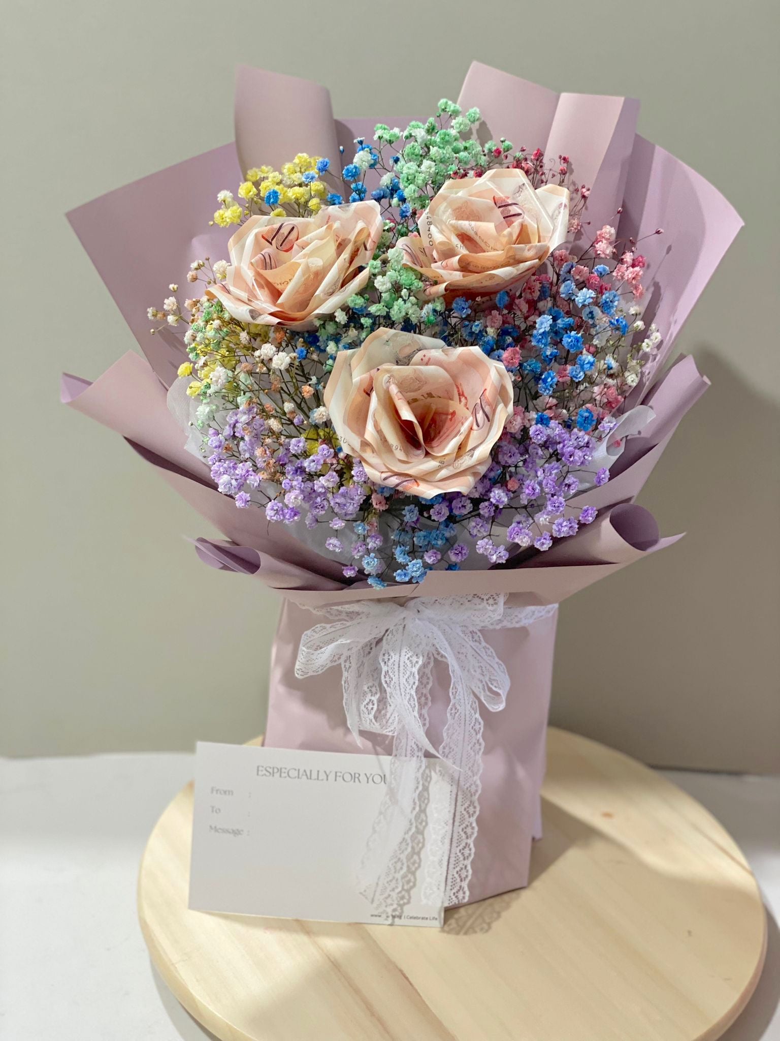 Money Bouquet - Money Roses Rainbow (15-18pcs) – www.wgifts.sg