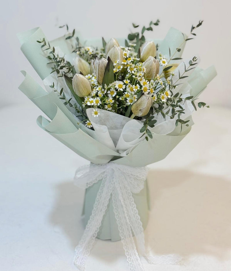 Exquisite Tulips Bouquet - Olive Green