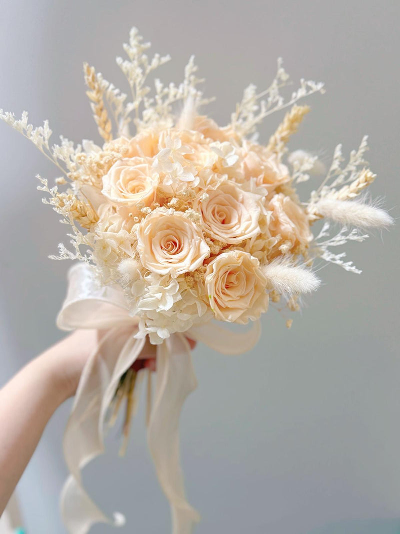 Posy Roses Preserved Bridal Bouquet - Boho Chic Style