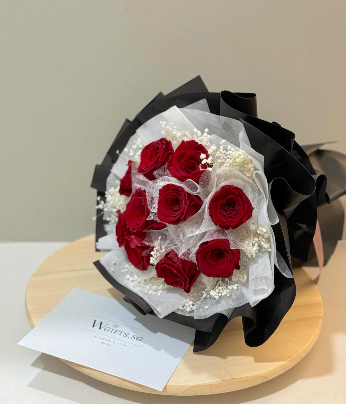 Timeless Preserved Red Roses Bouquet - 10 Stalks – www.wgifts.sg
