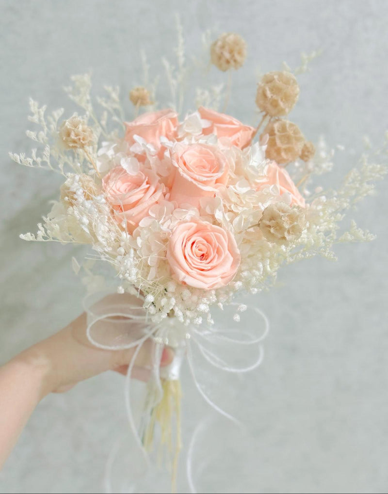 Posy Roses Preserved Bridal Bouquet - Rustic Style