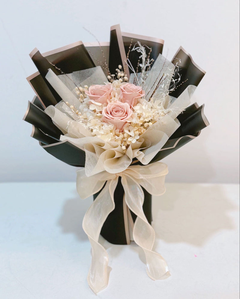 Classic Preserved Roses Bouquet - Cappuccino Roses