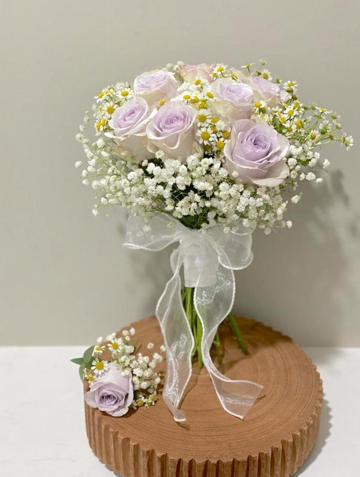 Roses Bridal Bouquet Package - Garden Style