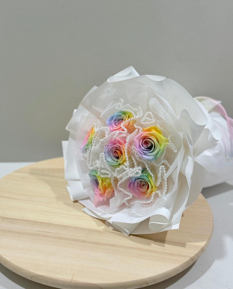 Signature Preserved Roses Bouquet - Rainbow Roses