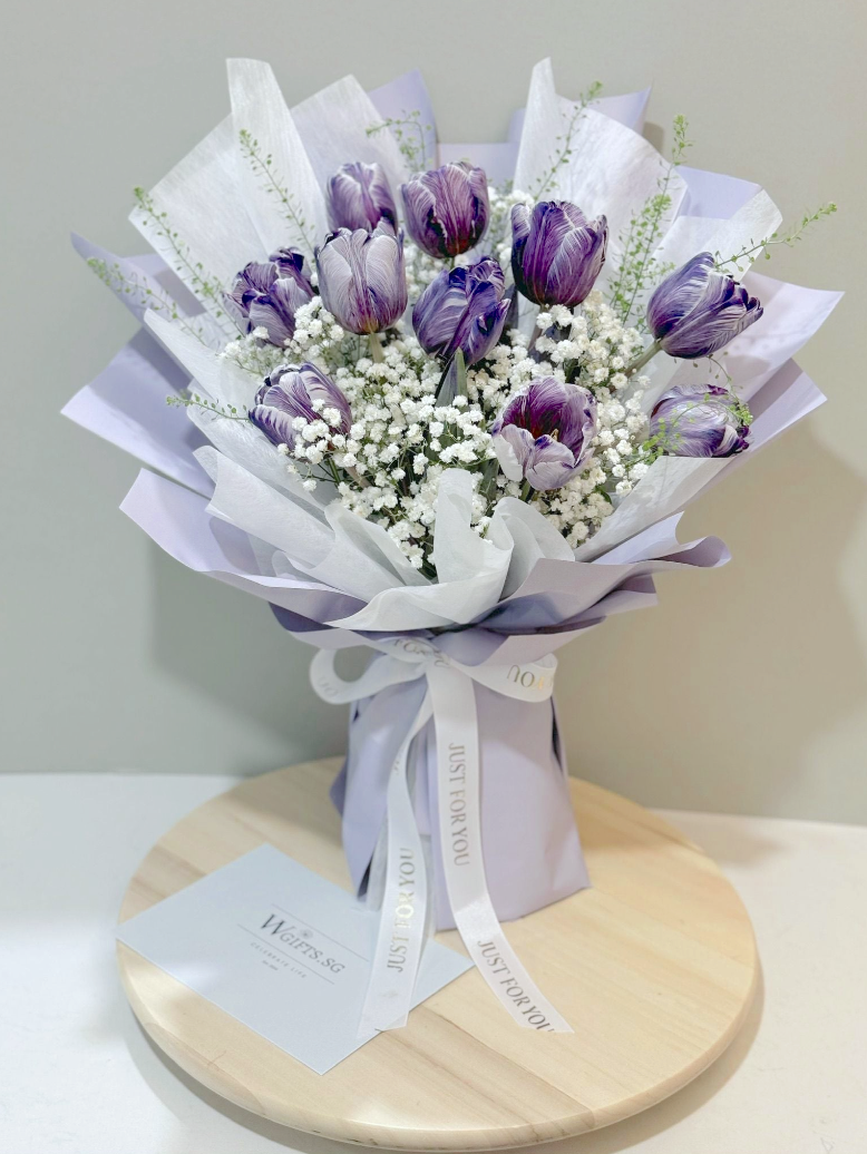 Exquisite Tulips Bouquet - Royal Purple Tulips