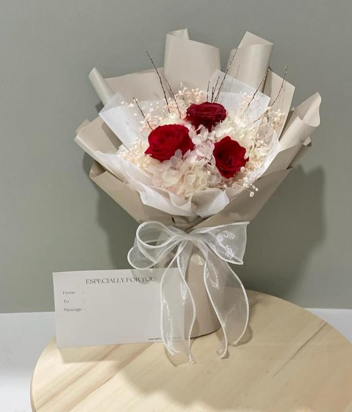 Classic Preserved Rose Bouquet - Red Roses