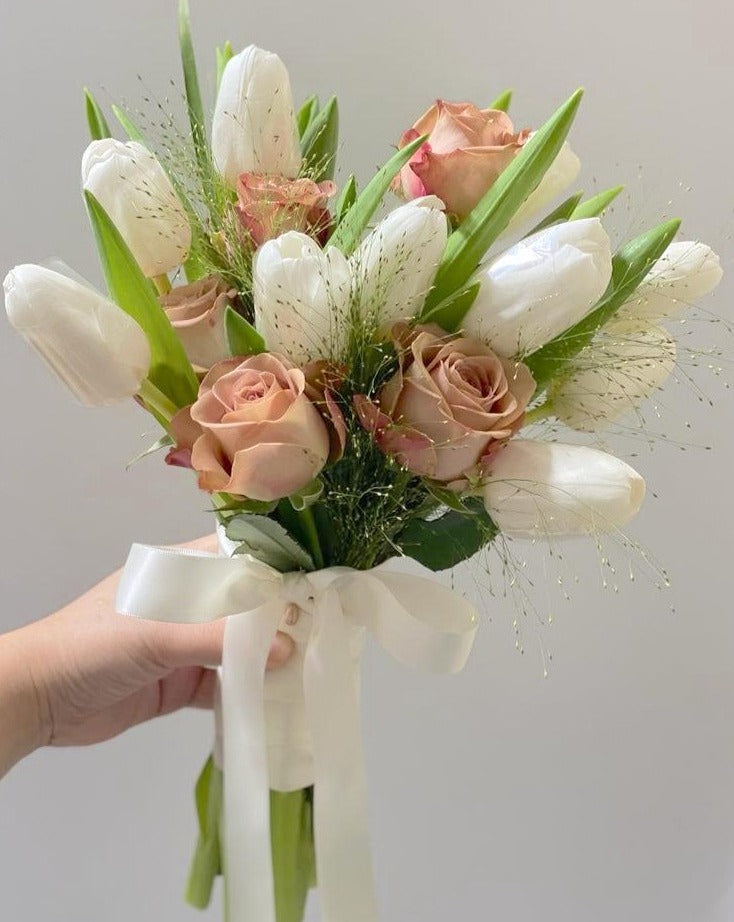 Hand Tied Tulips Bridal Bouquet - Korea Style